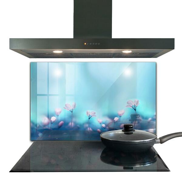 Crédence cuisine en verre Fleurs derrière le brouillard matinal