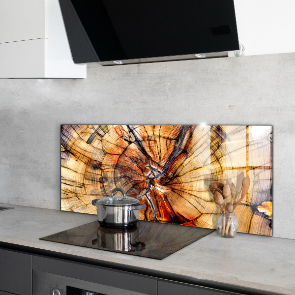 Verre pour crédence Grains de bois naturels