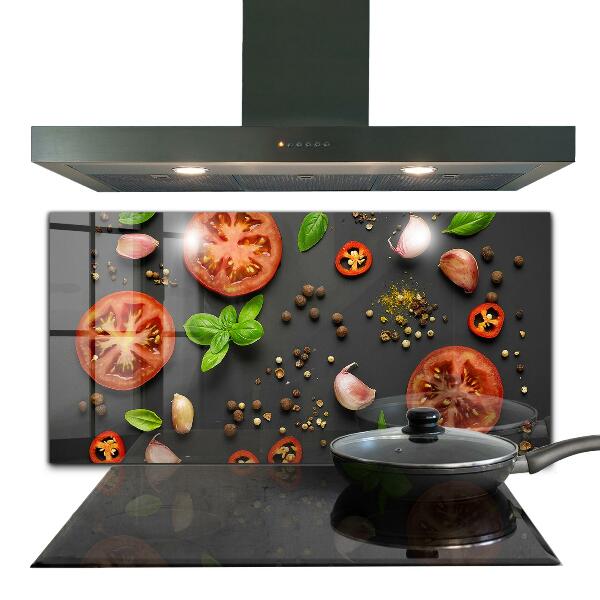 Crédence cuisine en verre Tomates au basilic de la cuisine italienne