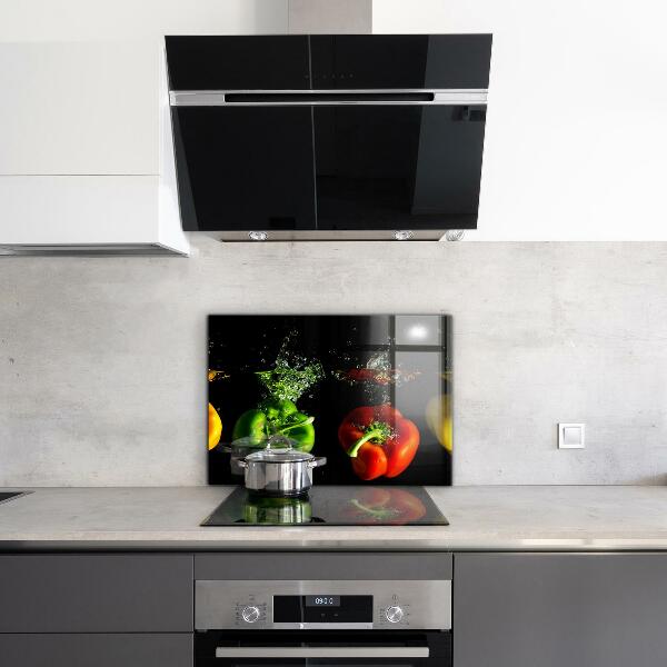 Crédence cuisine en verre Poivrons colorés sous l'eau