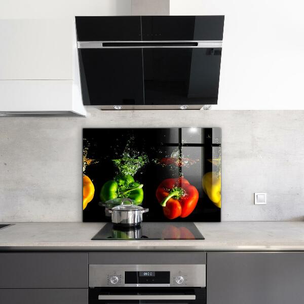 Crédence cuisine en verre Poivrons colorés sous l'eau