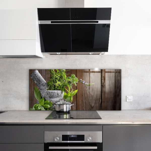 Crédence cuisine en verre Épices de mortier de pierre