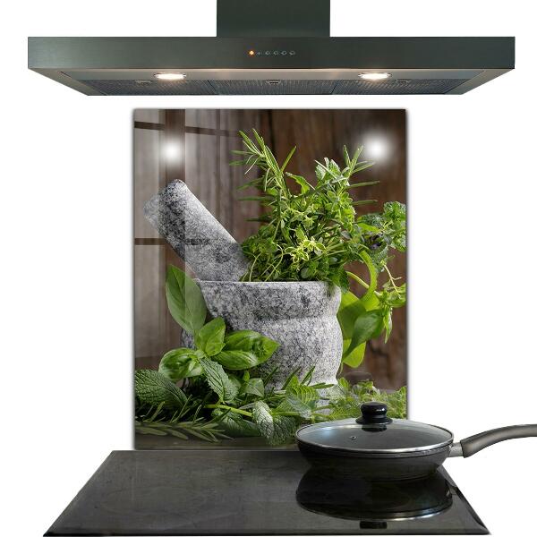 Crédence cuisine en verre Épices de mortier de pierre