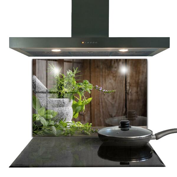 Crédence cuisine en verre Épices de mortier de pierre