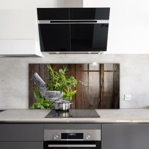 Crédence cuisine en verre Épices de mortier de pierre