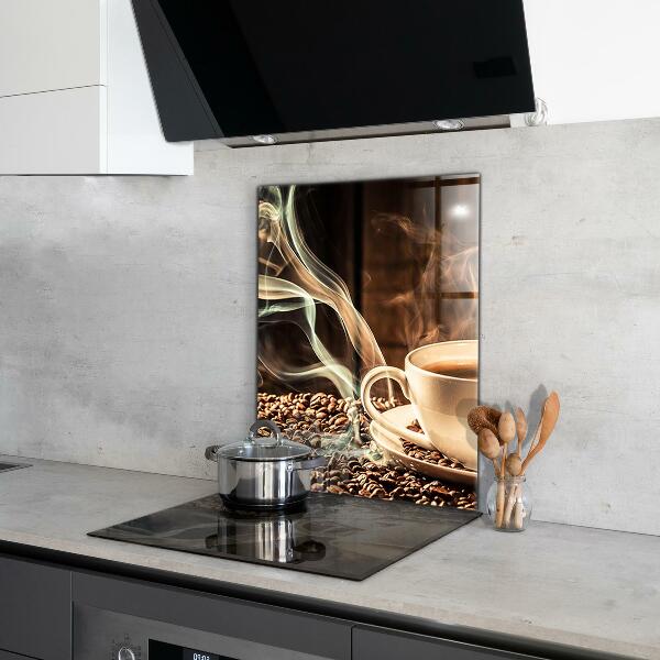 Crédence cuisine en verre Une tasse de café aromatique