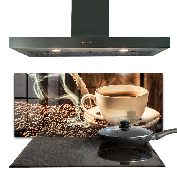 Crédence cuisine en verre Une tasse de café aromatique