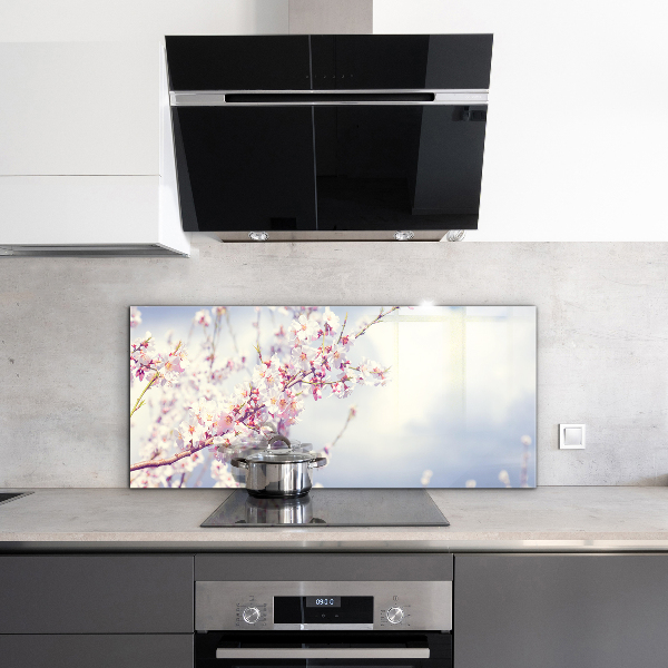 Verre pour crédence Fleurs roses délicates