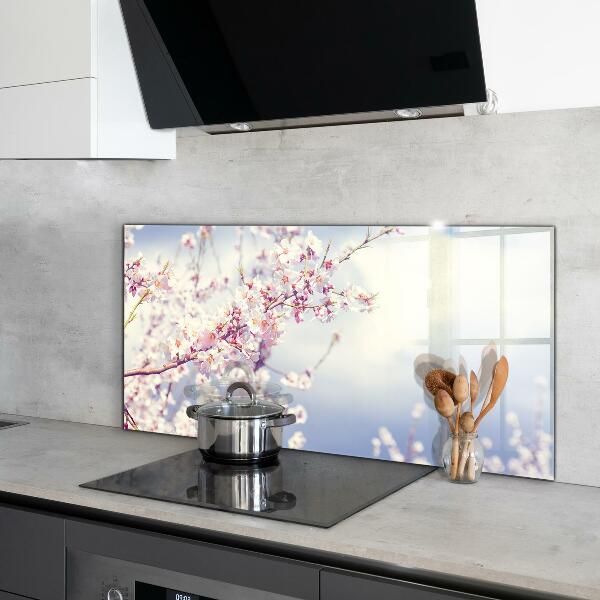 Verre pour crédence Fleurs roses délicates