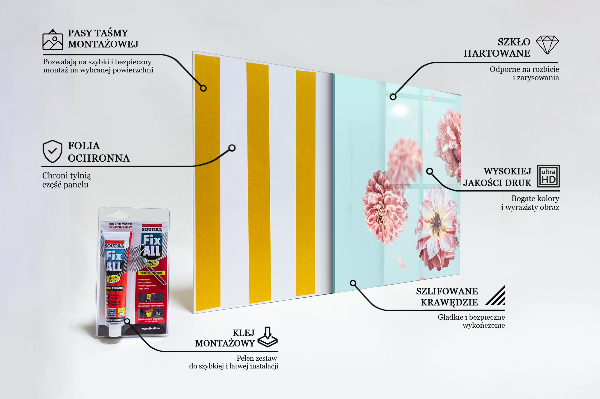 Verre pour crédence Composition aérienne de fleurs