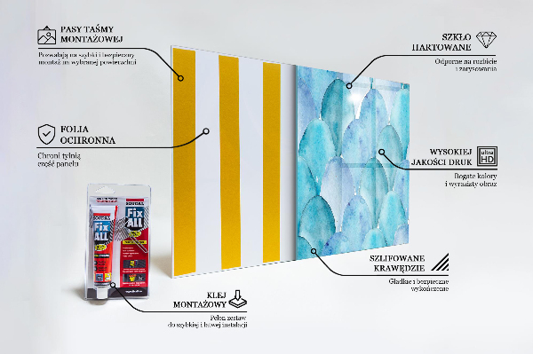 Crédence cuisine en verre Motif bleu écailles aquarelle