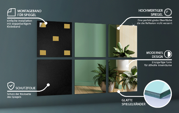 Carreaux en miroir 6 pce 16x16 cm