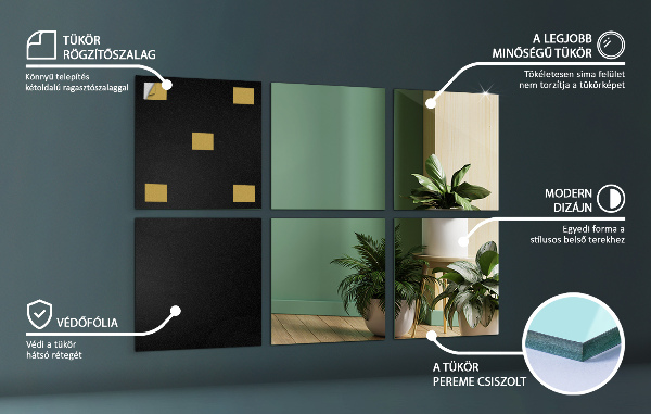 Carreaux en miroir 6 pce 16x16 cm