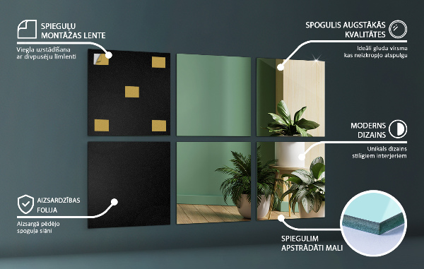 Carreaux en miroir 6 pce 16x16 cm