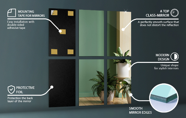 Carreaux miroir à coller 6 pce 30x20 cm