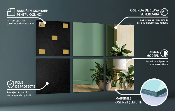 Carreaux de miroir 6 pce 30x30 cm