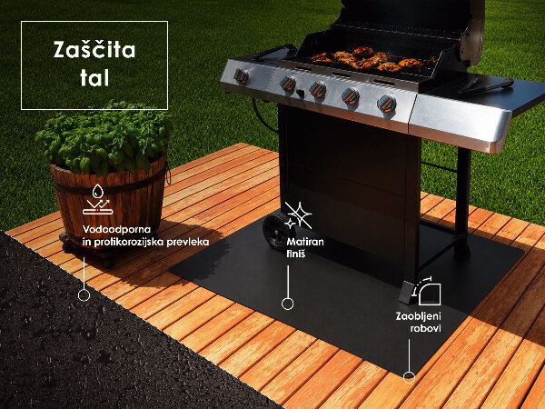 En quart de cercle plaque de protection pour barbecue 100x100 cm