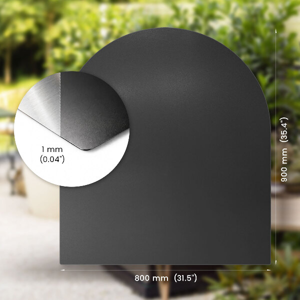 Semi-ovale tôle de protection pour barbecue 80x90 cm