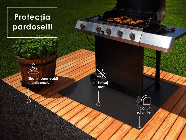 Semi-ovale plaque protection sol barbecue 100x100 cm
