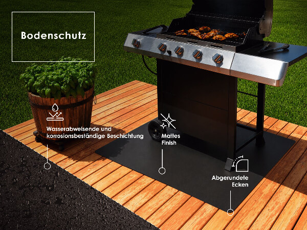 Rectangulaire tapis en tôle pour barbecue 100x80 cm