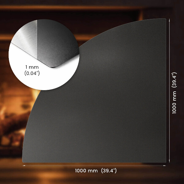 Protection de sol pour poêle à bois en acier noir 100x100 cm