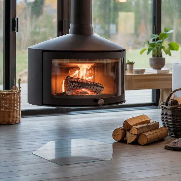 Plaque de verre pour cheminée h40