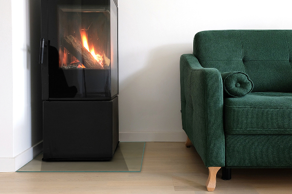 Plaque de sol en verre pour poêle 50x50 cm