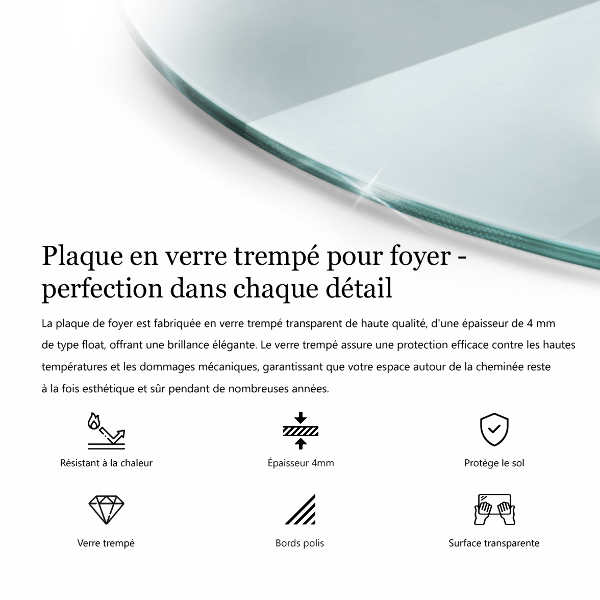 Plaque de sol en verre pour poêle 100x100 cm