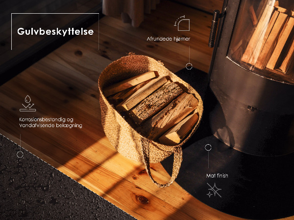 Plaque de protection de sol pour poêle à bois en acier noir 100x100 cm