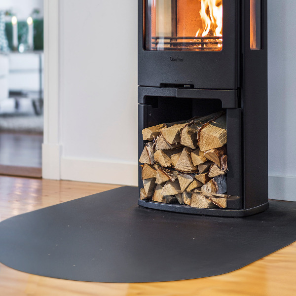 Plaque de protection pour poêle en acier noir 80x70 cm