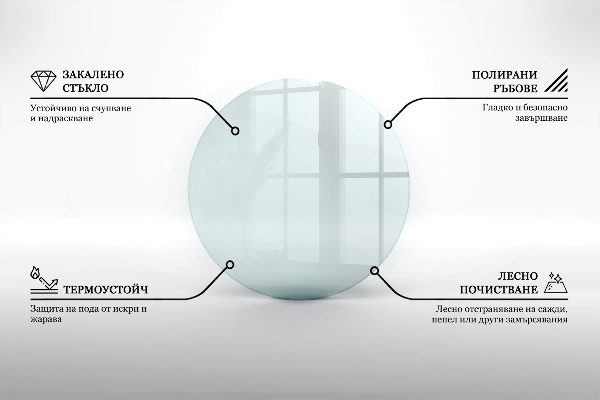 Plaque de verre pour cheminée fi100 cm