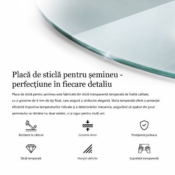 Plaque de verre pour cheminée fi100 cm