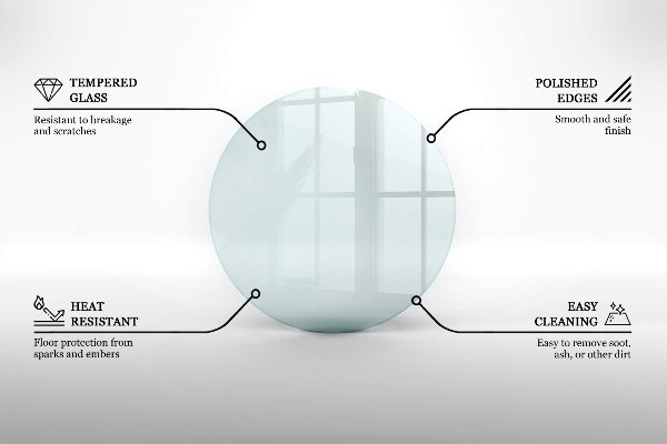 Plaque de verre pour cheminée fi100 cm