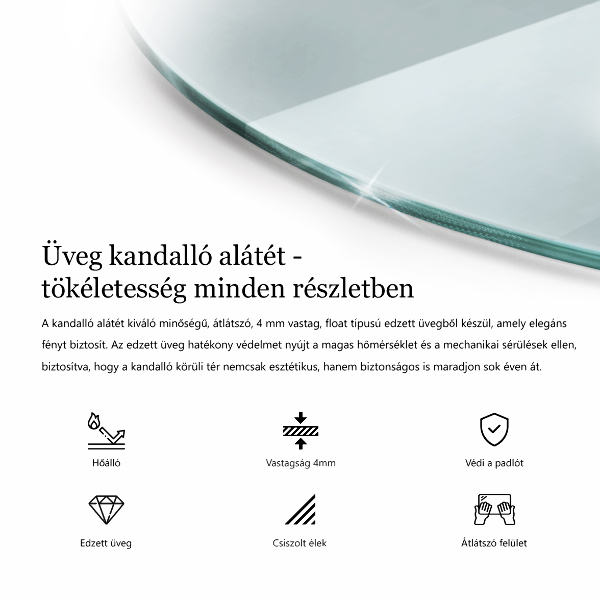 Plaque de verre pour cheminée fi50 cm