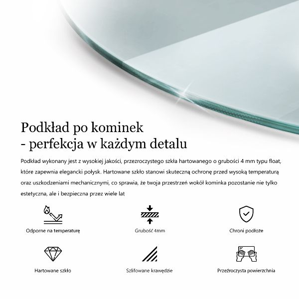 Plaque de verre pour cheminée fi50 cm