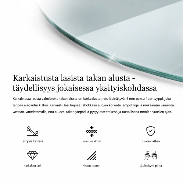 Plaque de verre pour cheminée fi60 cm