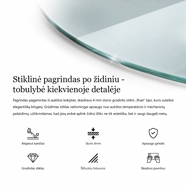 Plaque de verre pour cheminée fi70 cm