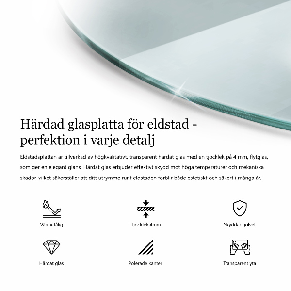 Plaque de verre pour cheminée fi70 cm