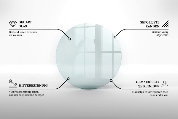 Plaque de verre pour cheminée fi70 cm