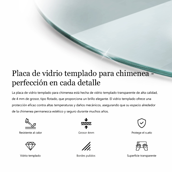Plaque de verre pour cheminée fi70 cm
