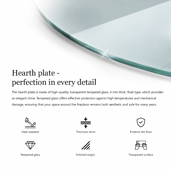 Plaque de verre pour cheminée fi80 cm