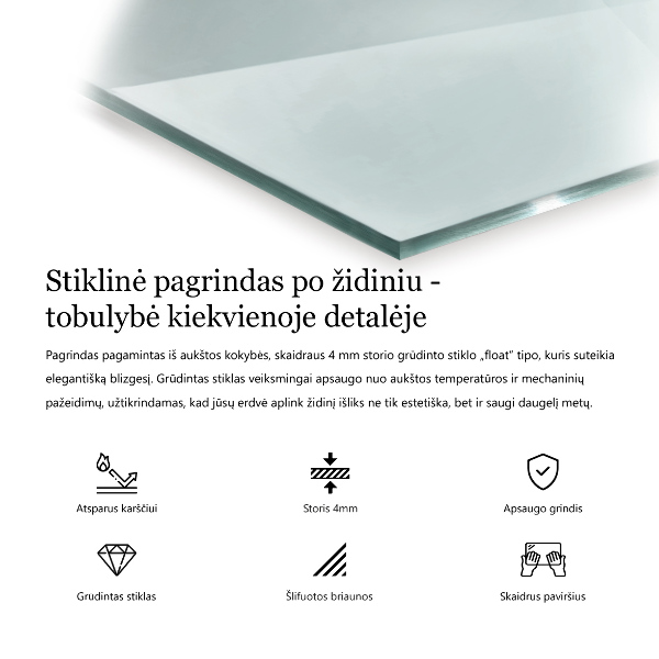 Plaque de sol en verre pour poêle 100x50 cm