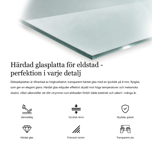 Plaque de sol en verre pour poêle 100x50 cm