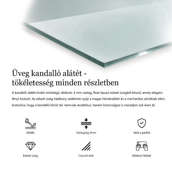 Plaque de sol en verre pour poêle 120x60 cm