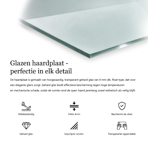 Plaque de sol en verre pour poêle 120x80 cm