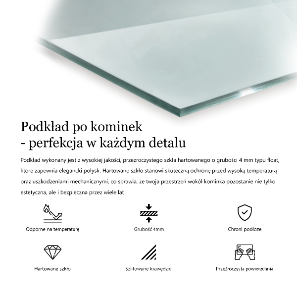 Plaque de sol en verre pour poêle 125x50 cm