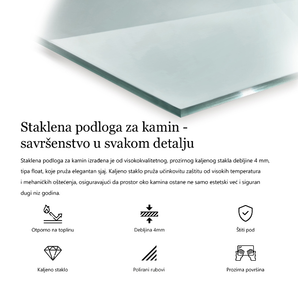 Plaque de sol en verre pour poêle 140x70 cm