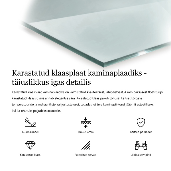 Plaque de sol en verre pour poêle 60x40 cm