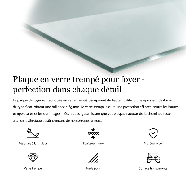 Plaque de sol en verre pour poêle 80x60 cm
