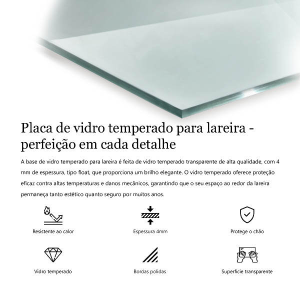 Plaque de sol en verre pour poêle 80x60 cm